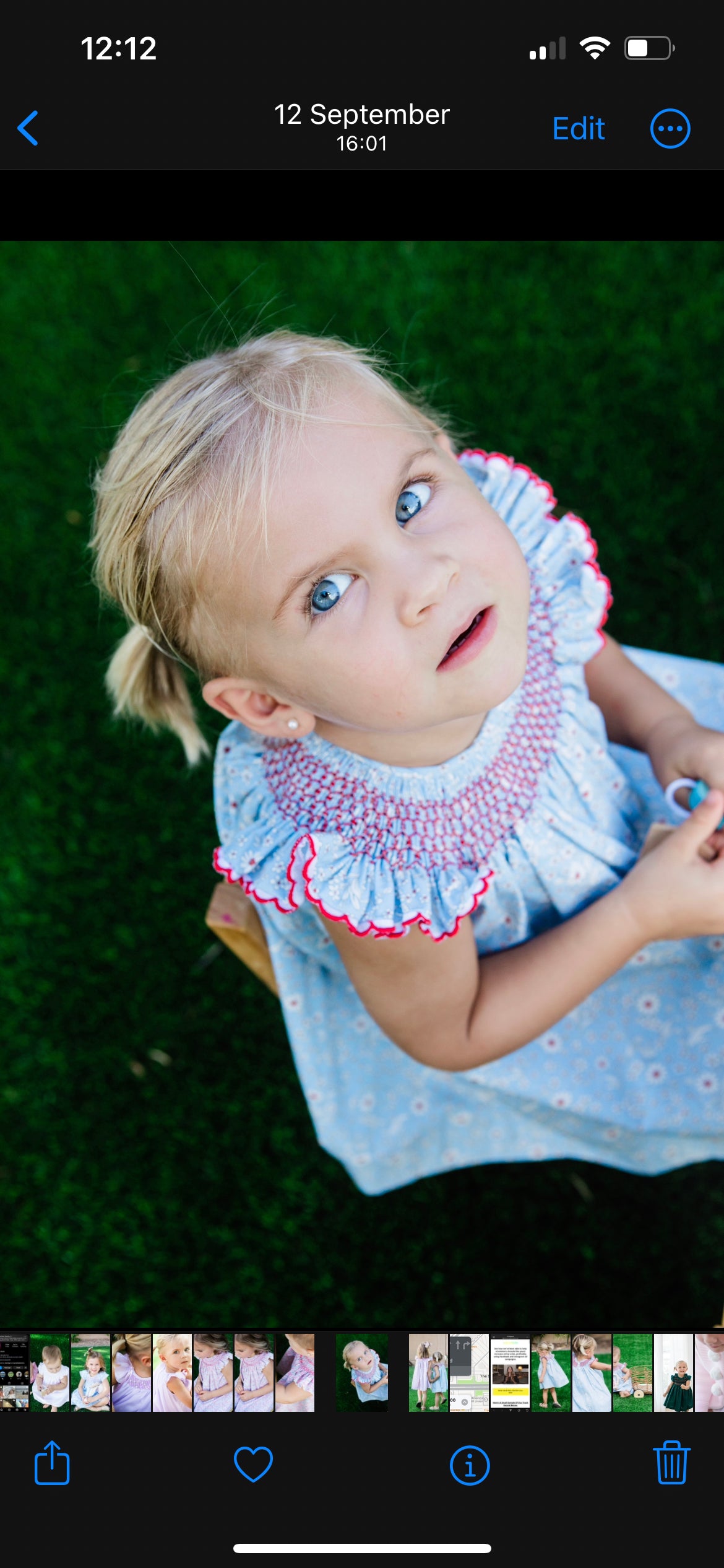 Floral Handsmocked Dress in Blue