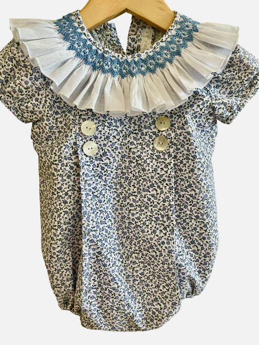 Hand Smocked Collar Baby Romper