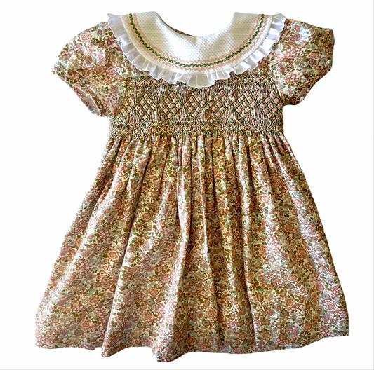 Bib Collar Hand Smocked Christmas Dress