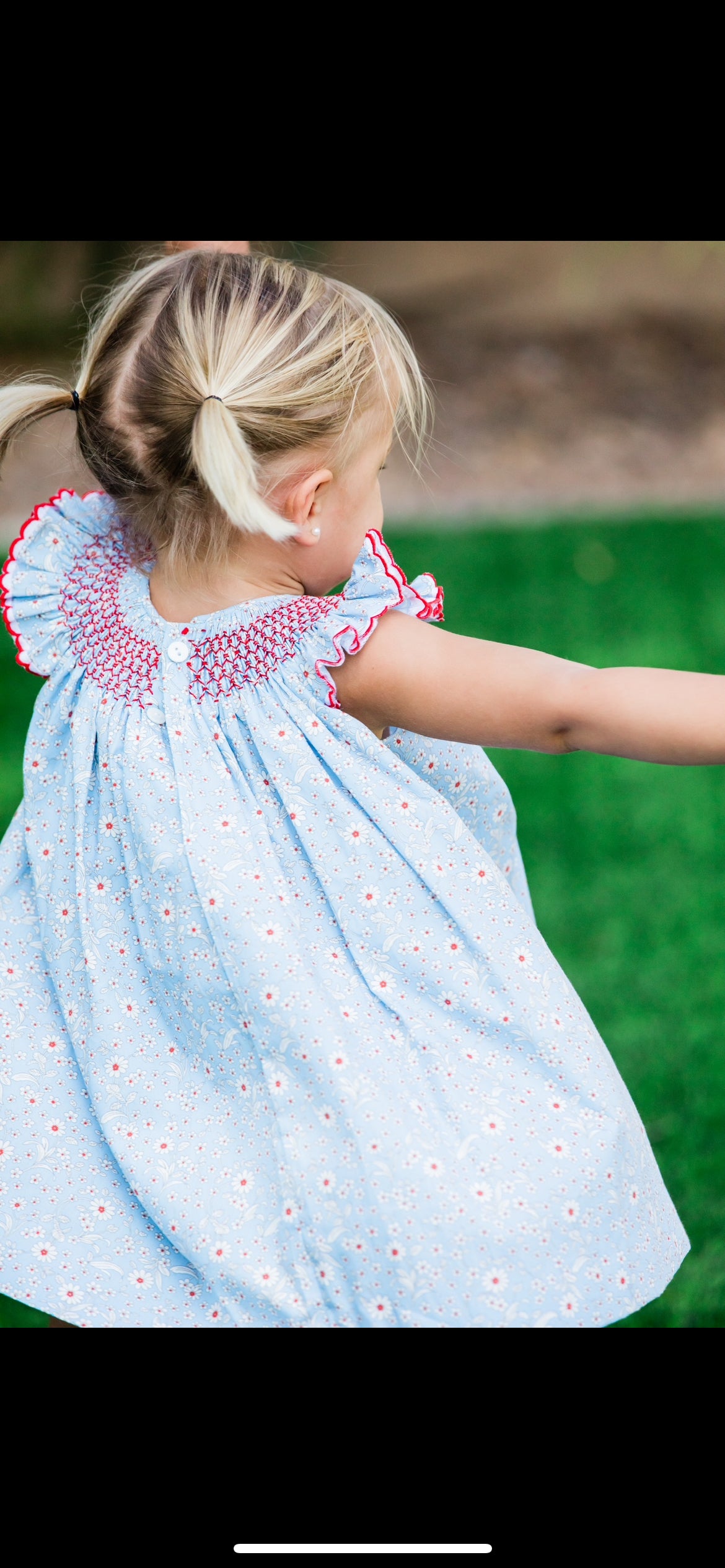 Floral Handsmocked Dress in Blue