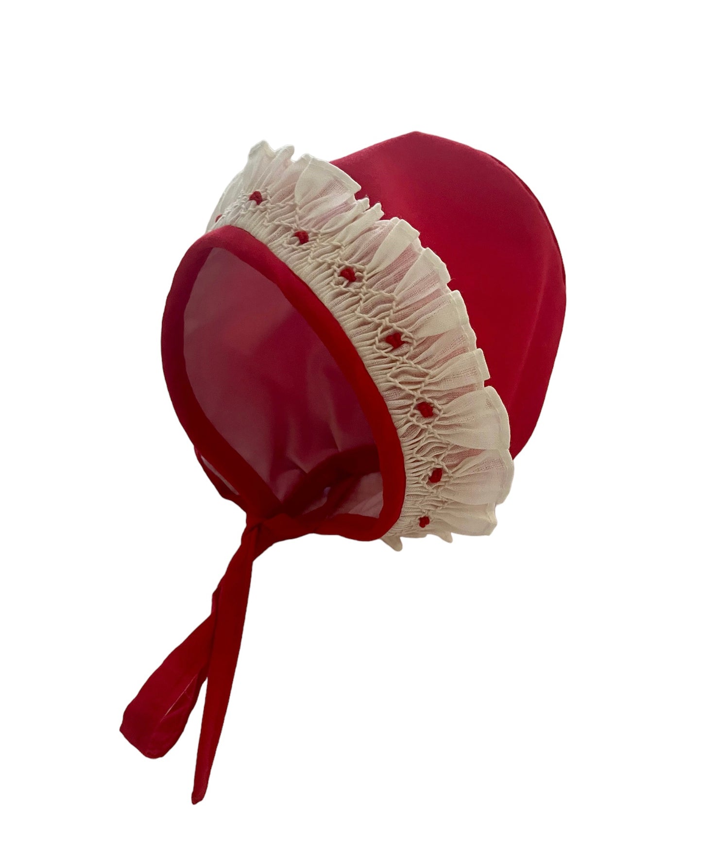 Ruffle Bonnet with matching Bloomers in Red